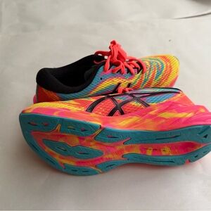 Asics Neon Pink and Blue Athletic Shoes